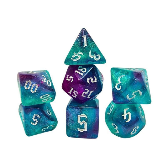 Set de Dados de Rol - Double Color Glitter: Pink Jade