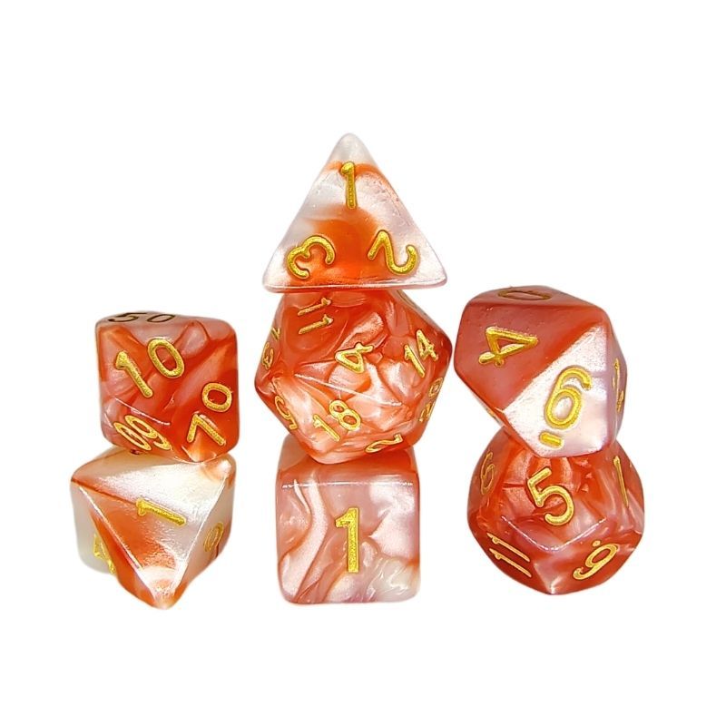 Set de Dados de Rol - Double Color: Orange - White