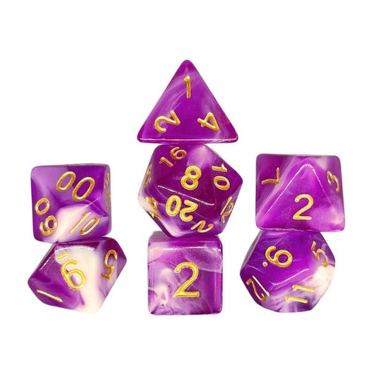 Set de Dados de Rol - Double Color: Purple - White